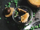 Mini-samosa pot pies with tricolored marble potatoes and peas