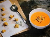 Sweet potato soup with cauliflower croutons