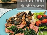 Steak with Parsley Sauce and Sauteed Mushrooms