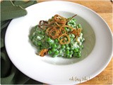 Creamed Sweet Peas with Shallot Crisps