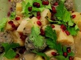 Lamb with Quince Sprinkled with Pomegranate Seeds & Coriander