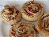 Red Pepper, Goat's Cheese and Walnut Pinwheels