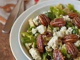 Brussels sprout and blue cheese salad with maple candied pecans