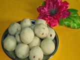 Rava coconut ladoo using sugar syrup - Semolina coconut laddu recipe
