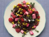 Oakune Carrot and Beetroot Salad with Feta, Thyme and Edible Flowers