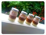 Three Layer Puddings in a Jar: Vanilla, Chocolate and Plum Cream