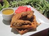 Waffle with fried chicken wings