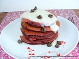 Red Velvet Pancakes with Cream Cheese Glaze