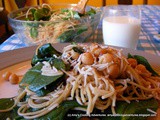 Whole Wheat Spaghetti with Sautéed Chickpeas & Spinach