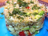 Chicken and Bulgur Salad with Avocado, Tomato and Feta