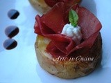 Antipasto economico pranzo di Natale patate bresaola e ricotta