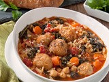 Chicken Meatball Soup with Kale, Chickpeas & Orzo