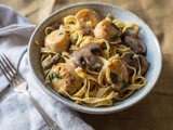 Truffle Scallops Pasta w/ Mushrooms + Shallots