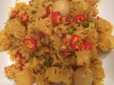 Stir fried rice with pineapple and mixed vegetables