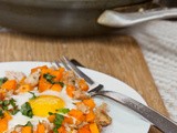 Chicken Sausage Sweet Potato Hash with Eggs