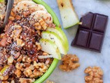 Stewed Apple Walnut Chocolate Oatmeal Bowls {gf, Vegan, Refined Sugar-Free}