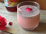Rosemilk with sabja seeds | Roohafaza with sweet basil seeds | Summer drink