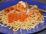 Rachel Ray's Baked Meatballs with what else but...Spaghetti