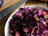 Red Cabbage Salad with Cranberries, Pecans and Maple Mustard Dressing