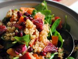 Sunshine salad: Roast Vegetable, Blood Orange, Pomegranate, Bulgur