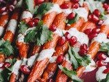 Roasted Carrots with Green-Tahini Sauce and Pomegranate