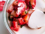 Strawberry Buttermilk Panna Cotta with Macerated Strawberries and Basil
