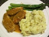 Bobbi on a Budget - Chili Braised Pork with Asparagus and Mashed Potatoes