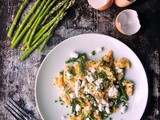 Perfect Scrambled Eggs with Asparagus, Goat Cheese and Chives #SundaySupper