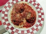 Spaghetti with Marinara and Mozzarella Stuffed Meatballs