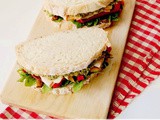 Turkey Sandwich with Zucchini Hummus and Grilled Peppers
