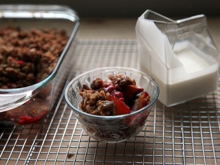 Nectarine, Thyme and Raspberry Crumble