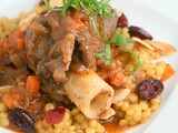 Braised Lamb Shanks and Saffron Pearl Couscous with Cranberries and Almonds recipe