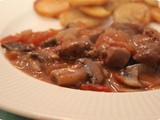 Gammon Steaks with Tomatoes and Mushrooms in Wine Sauce