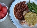 Pork Chops with Tomatillo Salsa and a side of Robert Irvine