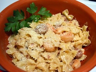 Italian Sausage & Shrimp Alfredo Pasta