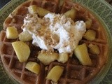 Apple Pie Waffles with Cinnamon Whipped Cream and Pie Crust Crumb