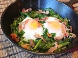 Wilted Greens with Runny Eggs