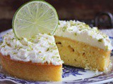 Lemon cake with whipped cream and syrup
