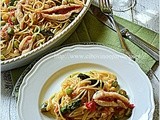 Spaghetti asparagi e filetti di triglie- Spaghetti , asparagus and red mullet fillets