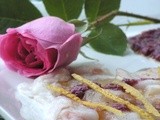 Carpaccio di coda di rospo con pesto di rose