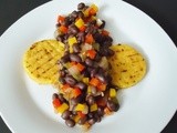 Spicy, Savory Black Beans Over Grilled Polenta