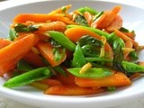 Carrots and Snap Peas with Ginger and Fried Basil