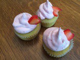 Good Olé Vanilla Cupcakes w/ Strawberry Swirl Frosting — More 90th birthday party fare