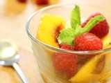 Roasted Peach with Vanilla Ice-cream and Raspberry’s