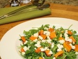 Roasted pumpkin and rocket salad with feta cheese and pine nuts