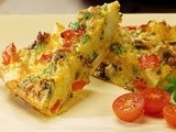 Tomato and pepper omelette with feta cheese
