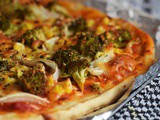 Broccoli and Corn Whole Wheat Pizza