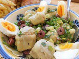 Summer Salad with artichokes and boiled eggs