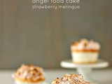 Angel food cupcakes with strawberry meringue