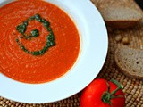 Roasted tomato & pepper, chickpea and fennel soup